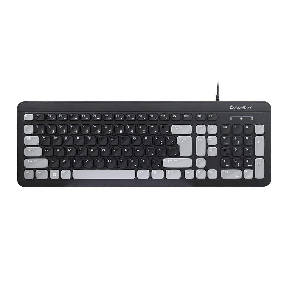 CoolBell Quiet Board USB Wired Keyboard KB-101 – 102 Keys, Quiet Typing, Adjustable Legs