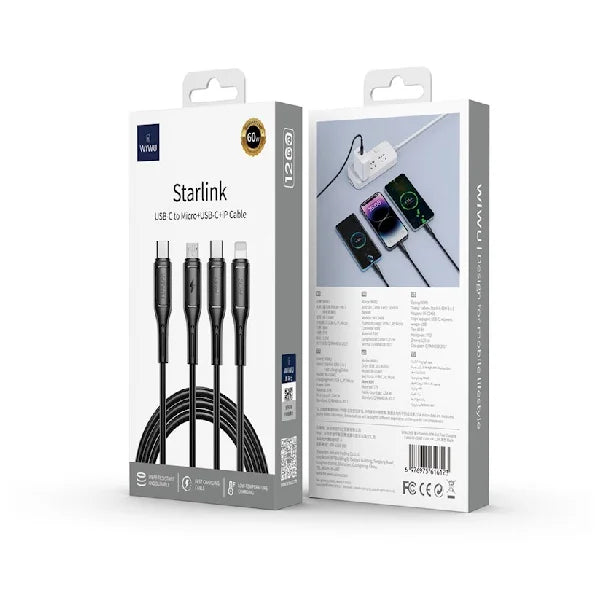 Wiwu Starlink 60W wi-C046 3 in 1 fast charging cable