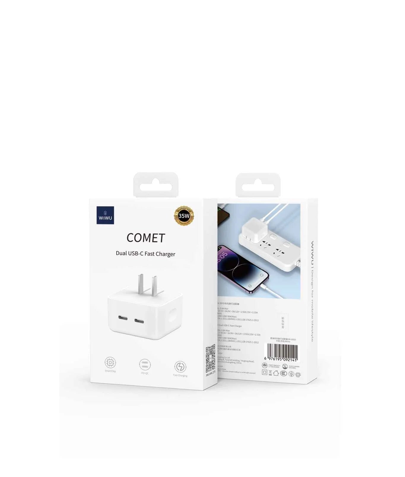 WIWU COMET 35W DUAL TYPE-C UK FAST CHARGER