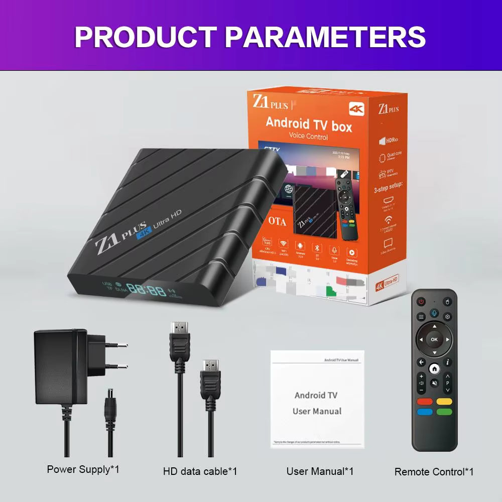 Z1 Plus Smart WiFi TV Box (Android 12.0, 8GB RAM, 128GB Storage)