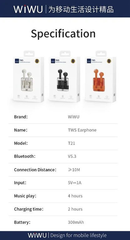 WiWU T21 Crystal Wireless Stereo