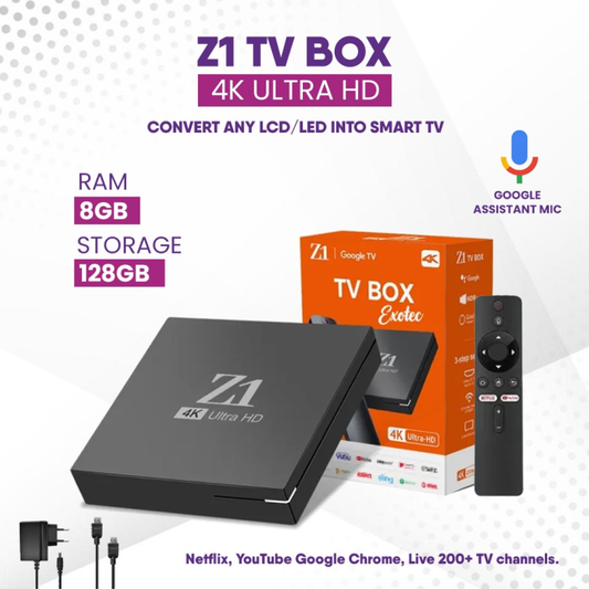 Z1 Plus Smart WiFi TV Box (Android 12.0, 8GB RAM, 128GB Storage)